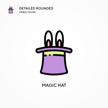 Sihirli şapka vektör simgesi. Modern vektör illüstrasyon kavramları. Düzenlemesi ve kişiselleştirmesi kolay.