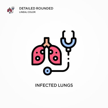 Enfekte olmuş akciğer vektör ikonu. Modern vektör illüstrasyon kavramları. Düzenlemesi ve kişiselleştirmesi kolay.