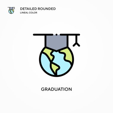 Mezuniyet vektör simgesi. Modern vektör illüstrasyon kavramları. Düzenlemesi ve kişiselleştirmesi kolay.