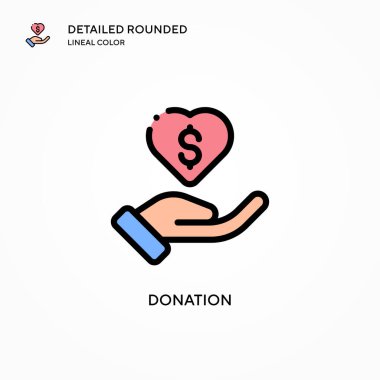 Bağış vektörü simgesi. Modern vektör illüstrasyon kavramları. Düzenlemesi ve kişiselleştirmesi kolay.
