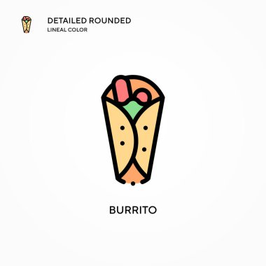 Burrito vektör simgesi. Modern vektör illüstrasyon kavramları. Düzenlemesi ve kişiselleştirmesi kolay.