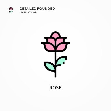 Gül vektör simgesi. Modern vektör illüstrasyon kavramları. Düzenlemesi ve kişiselleştirmesi kolay.