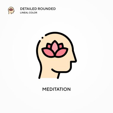 Meditasyon vektör simgesi. Modern vektör illüstrasyon kavramları. Düzenlemesi ve kişiselleştirmesi kolay.