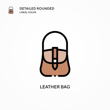 Deri çanta vektör simgesi. Modern vektör illüstrasyon kavramları. Düzenlemesi ve kişiselleştirmesi kolay.