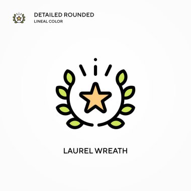 Laurel çelenk vektör simgesi. Modern vektör illüstrasyon kavramları. Düzenlemesi ve kişiselleştirmesi kolay.