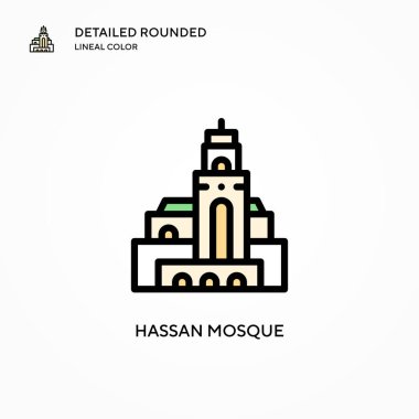 Hasan cami ikonu. Modern vektör illüstrasyon kavramları. Düzenlemesi ve kişiselleştirmesi kolay.