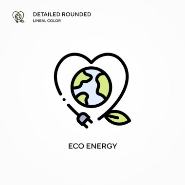 Eko enerji vektör simgesi. Modern vektör illüstrasyon kavramları. Düzenlemesi ve kişiselleştirmesi kolay.