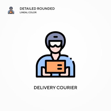 Kurye taşıyıcı vektör simgesi. Modern vektör illüstrasyon kavramları. Düzenlemesi ve kişiselleştirmesi kolay.