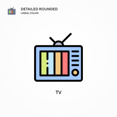 TV vektör simgesi. Modern vektör illüstrasyon kavramları. Düzenlemesi ve kişiselleştirmesi kolay.