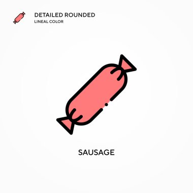 Sosis vektör simgesi. Modern vektör illüstrasyon kavramları. Düzenlemesi ve kişiselleştirmesi kolay.