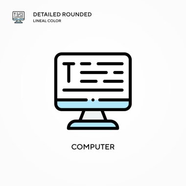 Bilgisayar vektör simgesi. Modern vektör illüstrasyon kavramları. Düzenlemesi ve kişiselleştirmesi kolay.