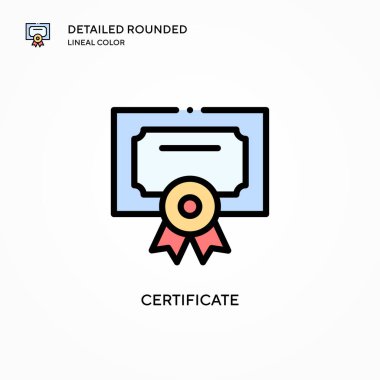 Sertifika vektör simgesi. Modern vektör illüstrasyon kavramları. Düzenlemesi ve kişiselleştirmesi kolay.