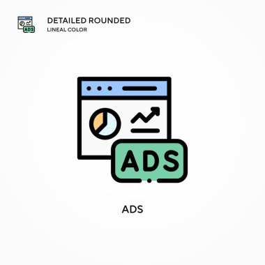 Reklam vektör simgesi. Modern vektör illüstrasyon kavramları. Düzenlemesi ve kişiselleştirmesi kolay.