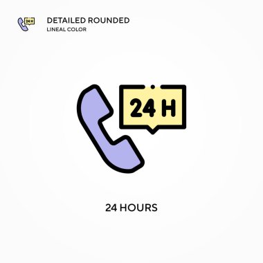 24 saat vektör simgesi. Modern vektör illüstrasyon kavramları. Düzenlemesi ve kişiselleştirmesi kolay.