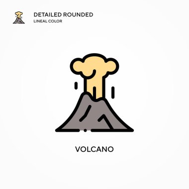 Volkan vektör simgesi. Modern vektör illüstrasyon kavramları. Düzenlemesi ve kişiselleştirmesi kolay.
