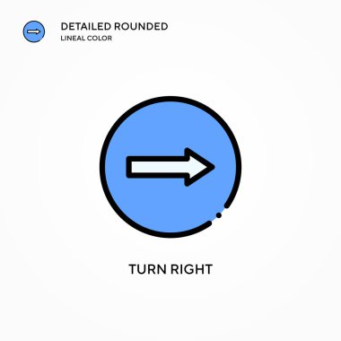 Sağa dönüş vektör simgesi. Modern vektör illüstrasyon kavramları. Düzenlemesi ve kişiselleştirmesi kolay.