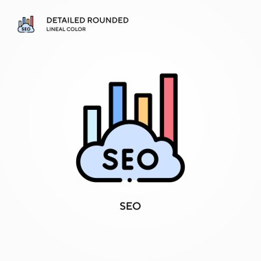 Seo vektör simgesi. Modern vektör illüstrasyon kavramları. Düzenlemesi ve kişiselleştirmesi kolay.