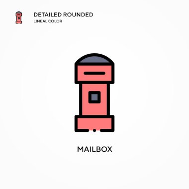 Posta kutusu vektör simgesi. Modern vektör illüstrasyon kavramları. Düzenlemesi ve kişiselleştirmesi kolay.