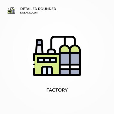 Fabrika vektör simgesi. Modern vektör illüstrasyon kavramları. Düzenlemesi ve kişiselleştirmesi kolay.