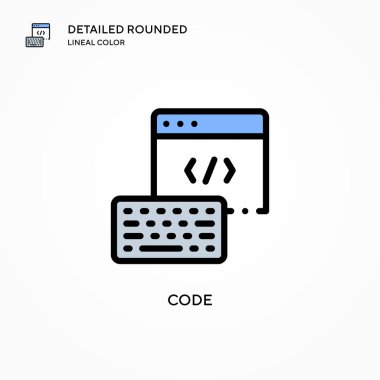 Kod vektör simgesi. Modern vektör illüstrasyon kavramları. Düzenlemesi ve kişiselleştirmesi kolay.