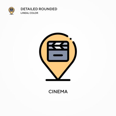 Sinema vektör simgesi. Modern vektör illüstrasyon kavramları. Düzenlemesi ve kişiselleştirmesi kolay.