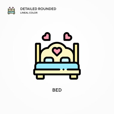 Yatak vektör simgesi. Modern vektör illüstrasyon kavramları. Düzenlemesi ve kişiselleştirmesi kolay.