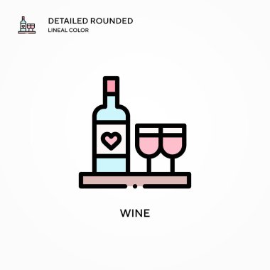 Şarap vektör simgesi. Modern vektör illüstrasyon kavramları. Düzenlemesi ve kişiselleştirmesi kolay.