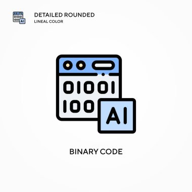 İkili kod vektör simgesi. Modern vektör illüstrasyon kavramları. Düzenlemesi ve kişiselleştirmesi kolay.