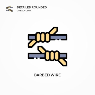 Dikenli tel vektör ikonu. Modern vektör illüstrasyon kavramları. Düzenlemesi ve kişiselleştirmesi kolay.