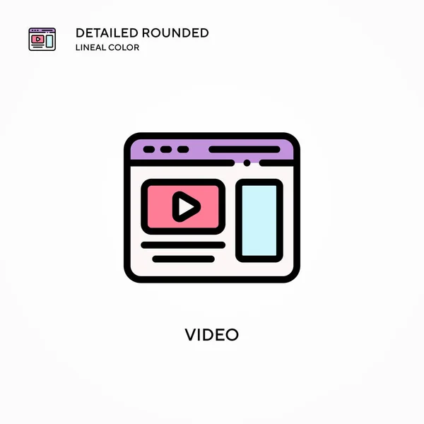 Ícone Vetor Vídeo Conceitos Modernos Ilustração Vetorial Fácil Editar Personalizar — Vetor de Stock