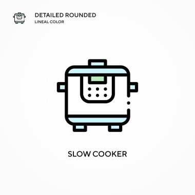Yavaş pişirme vektör simgesi. Modern vektör illüstrasyon kavramları. Düzenlemesi ve kişiselleştirmesi kolay.