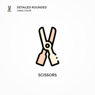 Makas vektör simgesi. Modern vektör illüstrasyon kavramları. Düzenlemesi ve kişiselleştirmesi kolay.