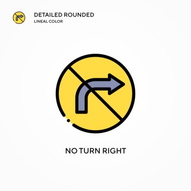 Sağa dönüş vektörü simgesi yok. Modern vektör illüstrasyon kavramları. Düzenlemesi ve kişiselleştirmesi kolay.