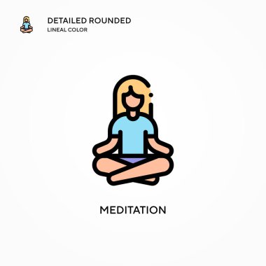 Meditasyon vektör simgesi. Modern vektör illüstrasyon kavramları. Düzenlemesi ve kişiselleştirmesi kolay.