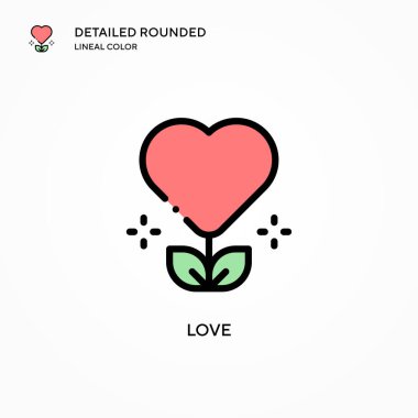 Aşk vektör simgesi. Modern vektör illüstrasyon kavramları. Düzenlemesi ve kişiselleştirmesi kolay.