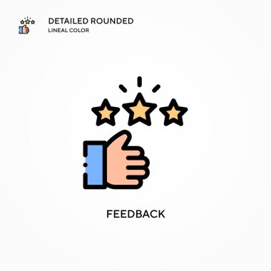 Geri besleme vektör simgesi. Modern vektör illüstrasyon kavramları. Düzenlemesi ve kişiselleştirmesi kolay.