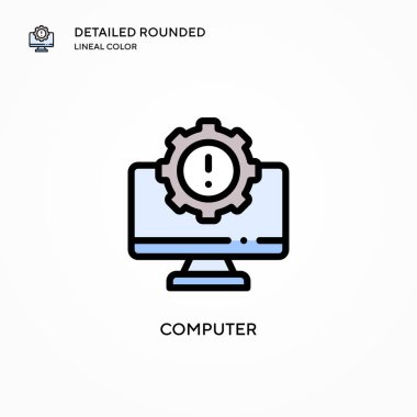 Bilgisayar vektör simgesi. Modern vektör illüstrasyon kavramları. Düzenlemesi ve kişiselleştirmesi kolay.