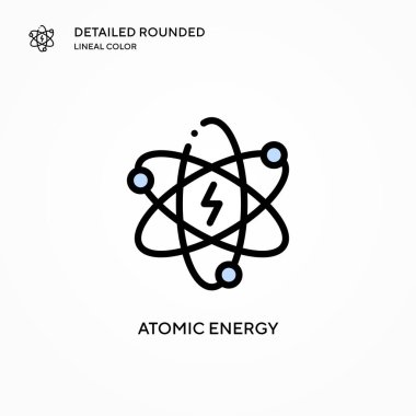 Atom enerjisi vektör simgesi. Modern vektör illüstrasyon kavramları. Düzenlemesi ve kişiselleştirmesi kolay.