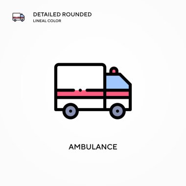 Ambulans vektör simgesi. Modern vektör illüstrasyon kavramları. Düzenlemesi ve kişiselleştirmesi kolay.