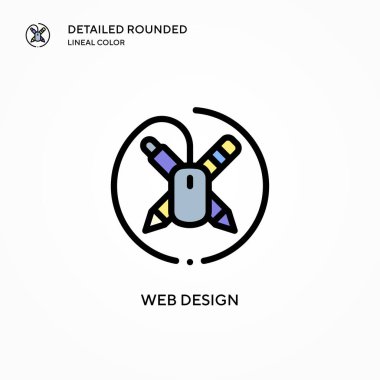 Web tasarım vektör simgesi. Modern vektör illüstrasyon kavramları. Düzenlemesi ve kişiselleştirmesi kolay.