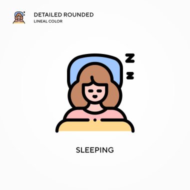 Uyuyan vektör simgesi. Modern vektör illüstrasyon kavramları. Düzenlemesi ve kişiselleştirmesi kolay.