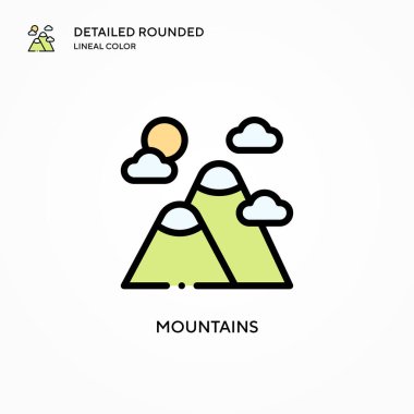 Dağlar vektör simgesi. Modern vektör illüstrasyon kavramları. Düzenlemesi ve kişiselleştirmesi kolay.