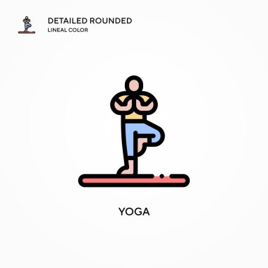 Yoga vektör simgesi. Modern vektör illüstrasyon kavramları. Düzenlemesi ve kişiselleştirmesi kolay.