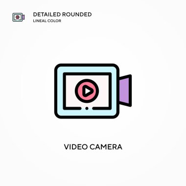 Video kamera vektör simgesi. Modern vektör illüstrasyon kavramları. Düzenlemesi ve kişiselleştirmesi kolay.