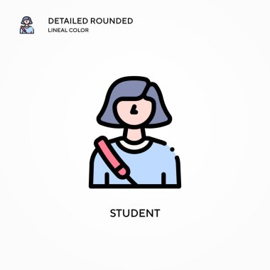 Öğrenci vektör simgesi. Modern vektör illüstrasyon kavramları. Düzenlemesi ve kişiselleştirmesi kolay.