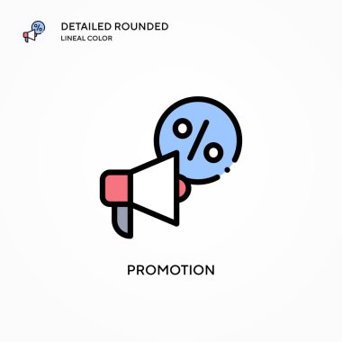 Promosyon vektör simgesi. Modern vektör illüstrasyon kavramları. Düzenlemesi ve kişiselleştirmesi kolay.