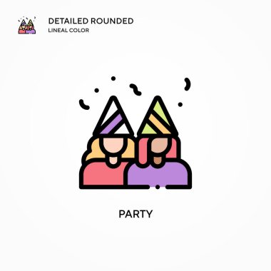 Parti vektör simgesi. Modern vektör illüstrasyon kavramları. Düzenlemesi ve kişiselleştirmesi kolay.