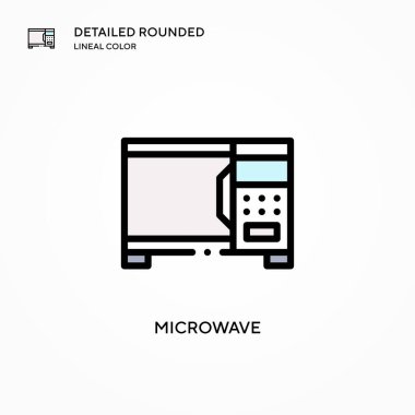 Mikrodalga vektör simgesi. Modern vektör illüstrasyon kavramları. Düzenlemesi ve kişiselleştirmesi kolay.