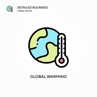 Küresel ısınma vektör simgesi. Modern vektör illüstrasyon kavramları. Düzenlemesi ve kişiselleştirmesi kolay.