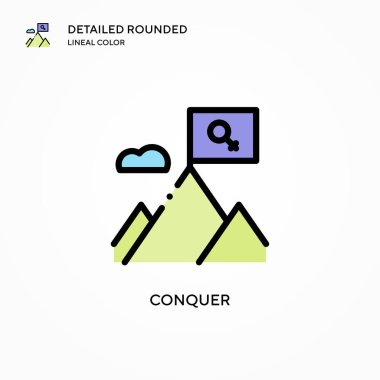 Conquer vektör simgesi. Modern vektör illüstrasyon kavramları. Düzenlemesi ve kişiselleştirmesi kolay.